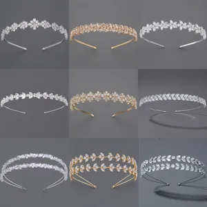 Cerchietto Per Capelli In Zirconia Cubica Per Donne Sposa Accessori Capelli Matrimonio Rame Fiore Foglia Elegante Lusso