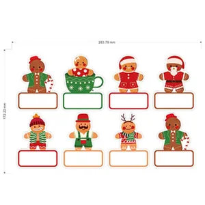 Detailed size diagram of Christmas gingerbread man DIY waterproof stickers