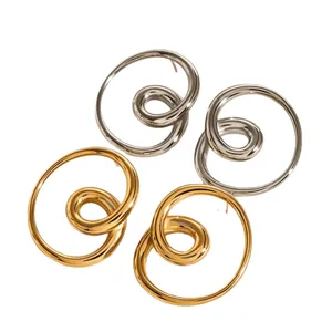 High-quality stainless steel hollow spiral earrings in gold and silver finishes