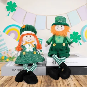 St. Patrick's Day boy and girl plush dolls set for Irish festival home decorations