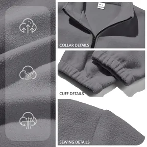 Veste polaire homme avec col montant zippé et vue détaillée sur la texture