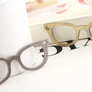 Vintage alloy glasses pendant charms for DIY jewelry making in silver and bronze