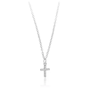 Elegant S925 sterling silver necklace featuring a sparkling zircon-set cross pendant.