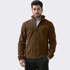Veste En Polaire Pour Homme Col Montant Sweat À Fermeture Éclair Épais Chaud Thermique Extérieur Décontracté Uni
