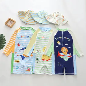 UV-Schutz-Schwimmanzug für Kinder, langärmelig, Einteiler mit bunten Cartoon-Prints
