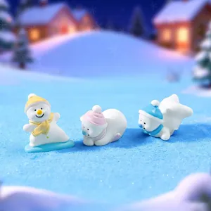 Cute resin Christmas snowman miniatures for micro landscape DIY snow scene decoration