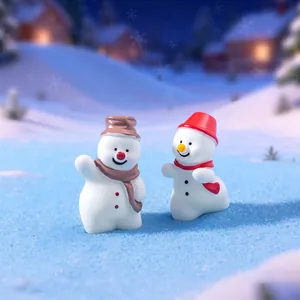Cute miniature Christmas snowman figurines for DIY micro landscape winter snow scene decor