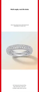 Detailed view of a 925 sterling silver moissanite ring with high sparkle and fire