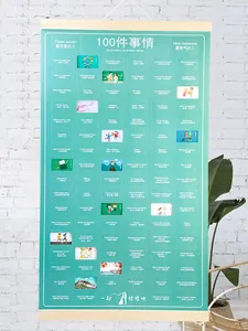 Dettaglio del poster 100 cose da fare per coppie su una parete di mattoni bianchi