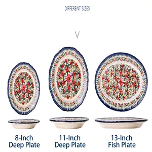 Detailed comparison of various sizes of exotic daisy ceramic retro plates and dishes