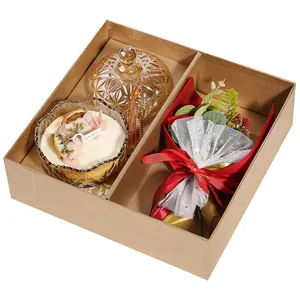 Elegant scented candle and flower bouquet gift box for Mother's Day and birthdays