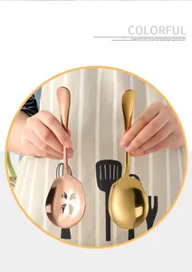 Elegant large gold and rose gold stainless steel serving spoons for hotel buffet