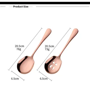 Dimensioni dettagliate del set di cucchiai da portata grandi in acciaio inossidabile.