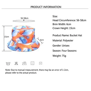 Unisex colorful abstract print bucket hat for outdoors with 56-58cm circumference