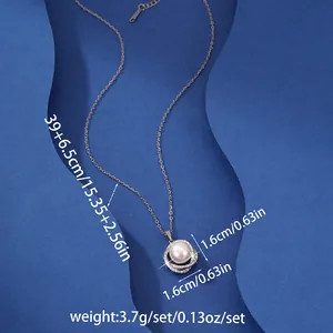 Elegant pearl pendant necklace for women shown with dimensions and weight info