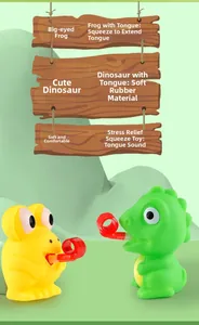Jouets à presser grenouille et dinosaure amusants avec langue sortante pour déstresser.