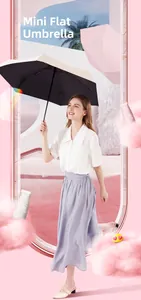 Mini UV protection flat folding umbrella, portable and compact lifestyle design for women