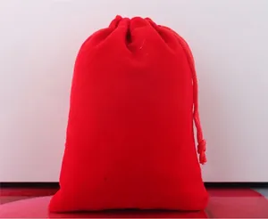 High-quality red velvet drawstring storage bag perfect for jewelry and small accessories.