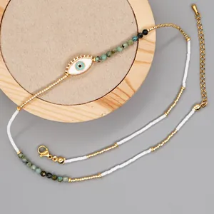 Elegant Evil Eye necklace featuring turquoise beads and gold accents for daily wear.