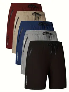 Herren schnelltrocknende Sportshorts in mehreren Farben mit Kordelzug und Reißverschluss