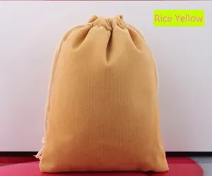 Detailed view of cream beige velvet drawstring pouch for premium jewelry packaging