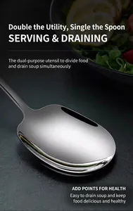 Close-up detail of the smooth polished edge on a 304 stainless steel public serving spoon