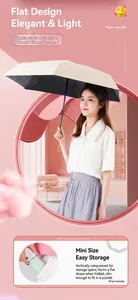 Compact five-fold mini umbrella with UV protection being easily placed into a pocket