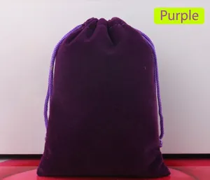 Front view of a premium purple velvet drawstring pouch for jewelry and accessories