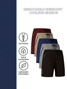 Herren Schnelltrocknende Sport-Shorts Atmungsaktive Eisseide Laufshorts Mit Reißverschlusstaschen Kordelzug Outdoor Fitness Hose