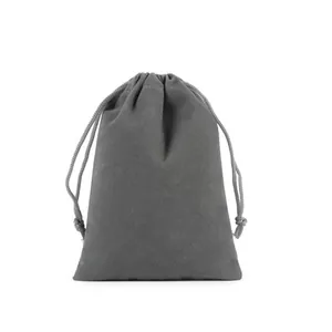 Premium dark grey drawstring velvet pouch for jewelry and electronics organization