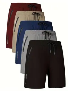 Schnelltrocknende Sportshorts für Herren mit Reißverschlusstaschen in fünf Farben