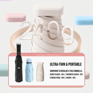 Portable ultra-lightweight 240g mini capsule umbrella with UV protection in multiple colors