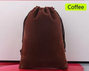 Hochwertiger kaffeebrauner Samtbeutel mit Kordelzug für Schmuck und Elektronikzubehör
