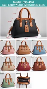 Detailed view of large capacity lychee grain handbag with dimensions and color options