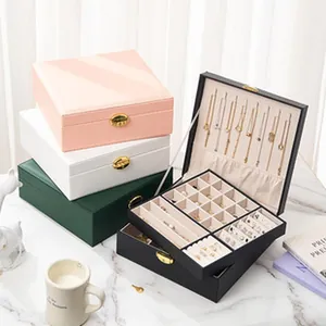 Elegant multicolor jewelry storage boxes with multiple compartments for necklaces