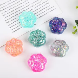 Multi-color cute cat paw squishy toys with sparkling glitter and sequins details