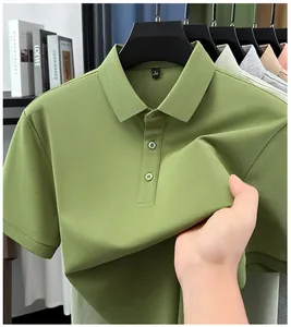 Close-up of premium green men's Polo shirt showing breathable fabric texture detail