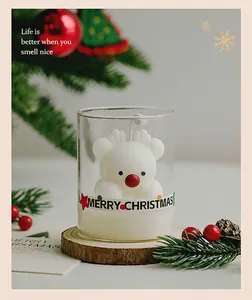 White bear shaped scented candle in glass jar for Christmas decoration and gifting