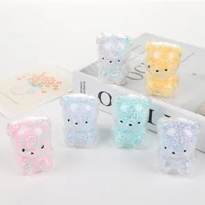 Cute bear-shaped decompression squeeze toys with colorful foam beads filling inside