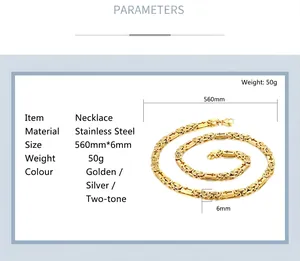 Detailed specifications and size parameters for stainless steel men's cross necklace