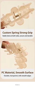 Detail view of the strong metal spring and smooth PC material of the hair claw clip