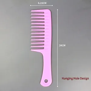 Pettine a denti larghi rosa professionale 24cm con pratico foro per appendere