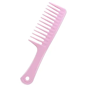 Pettine a denti larghi rosa per capelli ricci, strumento professionale per acconciature.