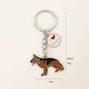 Comprehensive detail view of German Shepherd dog keychain with size and weight specs