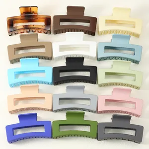 Set of 15 matte square hair claw clips in various vibrant colors for thick hair.