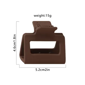 Matte brown square hair claw clip for thick hair, dimensions 5.2cm x 4.6cm, weight 15g