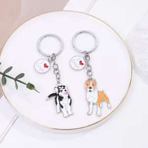 Zinc alloy pet dog keychains with cartoon pendants and I Love Dogs charms