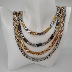 Stainless Steel Byzantine Chain Necklace Bracelet Set For Men Women Cross Pendant Religious Fashion Jewelry Hip Hop Jewelry