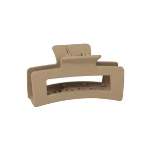 Large matte beige square hair claw clip for thick hair stylish shark clip