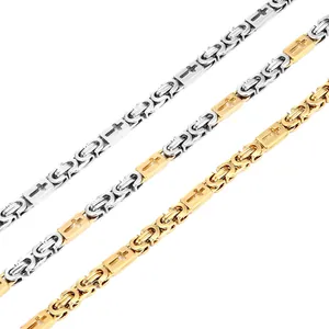 Fashionable stainless steel Byzantine cross chain necklace for men in multiple colors